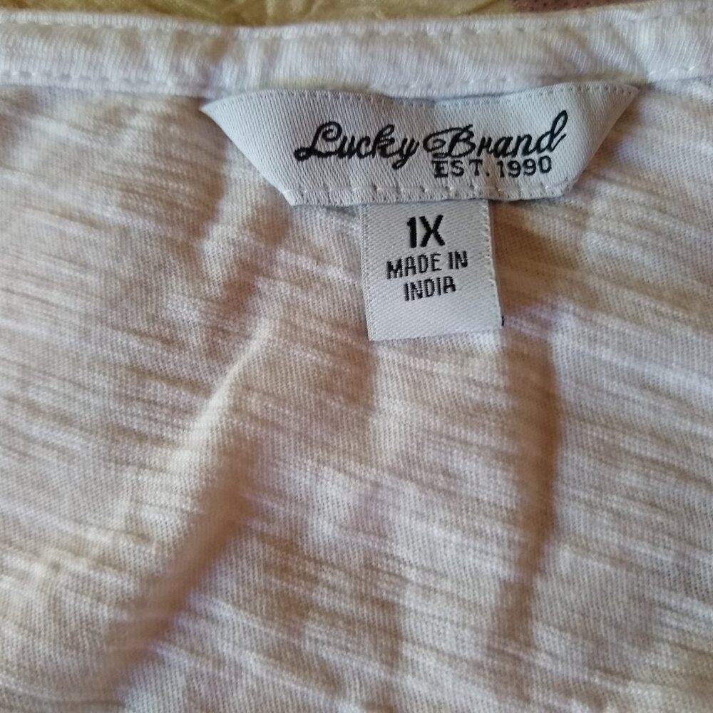 lucky brand white shirt with embroidery lace size 1x - Picture 6 of 6